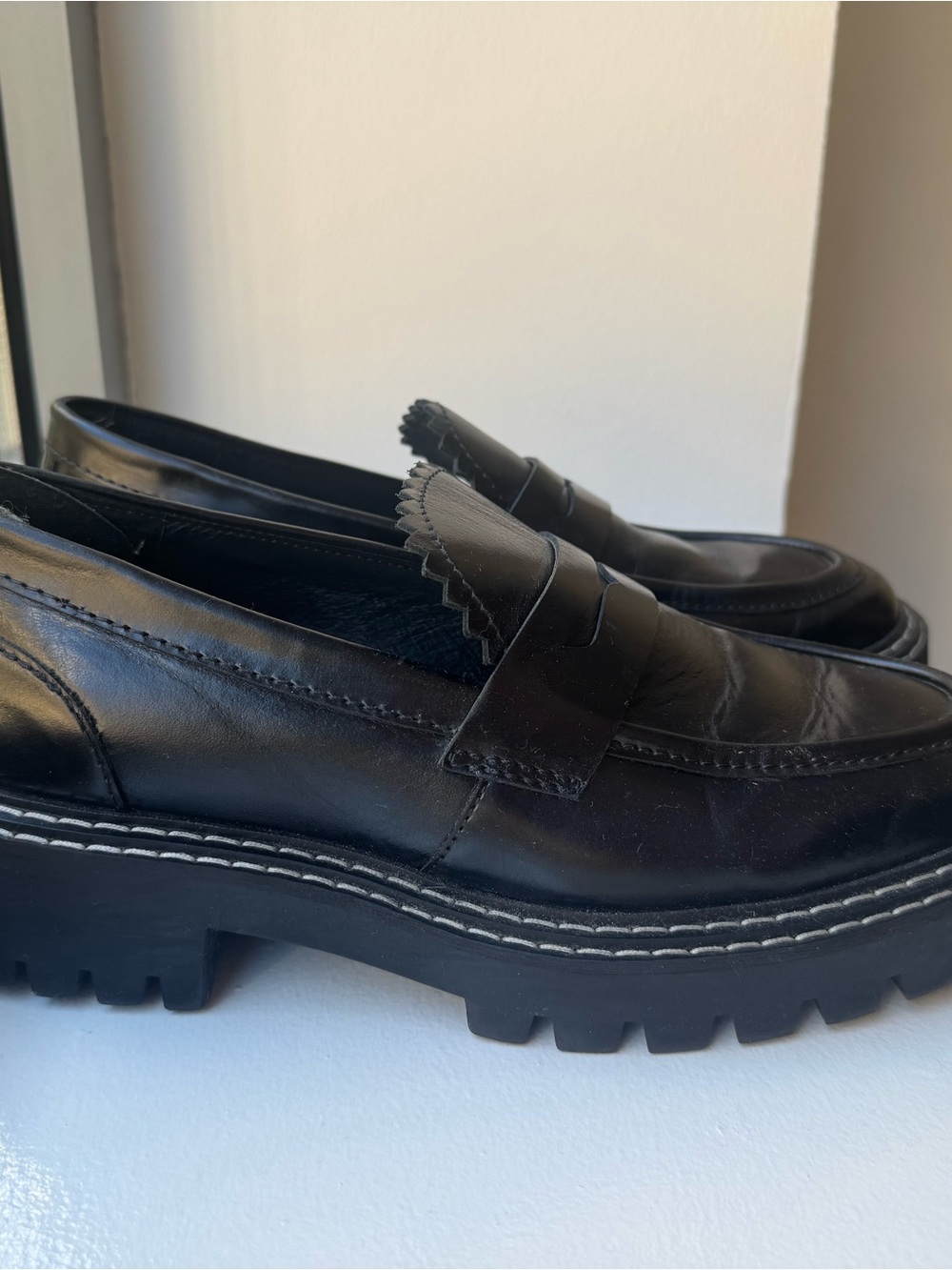 LÄST Matter Black Lug Sole Leather Loafers